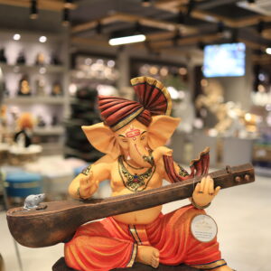 Jain Furnishings Musical Lord Ganesha with Veena & Mouse - Artistic Obstacle Remover Idol